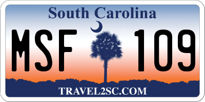 SC license plate MSF109