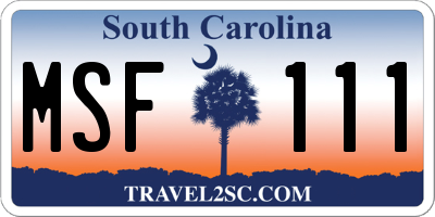 SC license plate MSF111