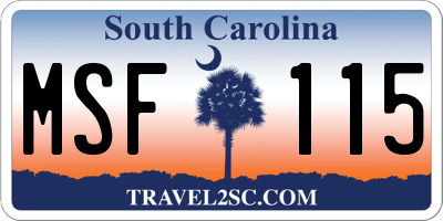 SC license plate MSF115