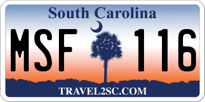 SC license plate MSF116