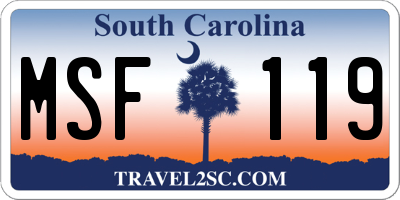 SC license plate MSF119