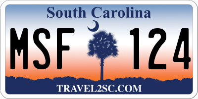 SC license plate MSF124