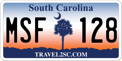 SC license plate MSF128