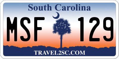 SC license plate MSF129