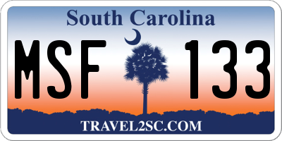 SC license plate MSF133