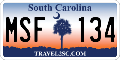 SC license plate MSF134