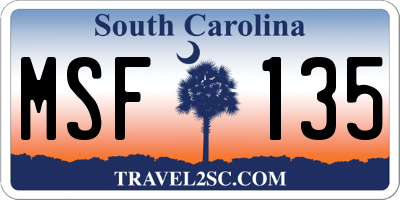 SC license plate MSF135