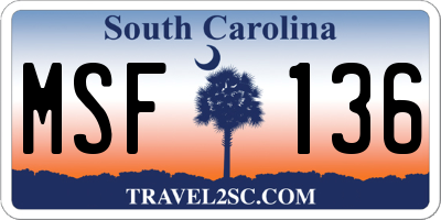 SC license plate MSF136