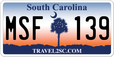 SC license plate MSF139