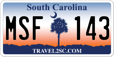 SC license plate MSF143