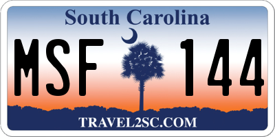 SC license plate MSF144