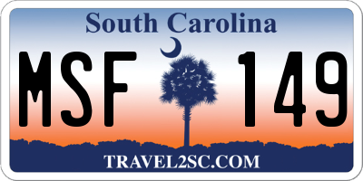 SC license plate MSF149