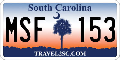 SC license plate MSF153
