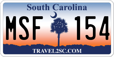 SC license plate MSF154