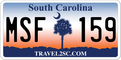 SC license plate MSF159