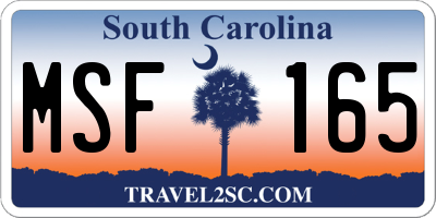 SC license plate MSF165