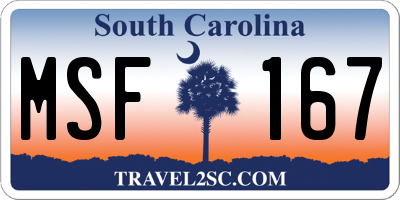 SC license plate MSF167