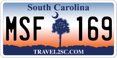 SC license plate MSF169