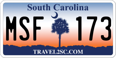 SC license plate MSF173