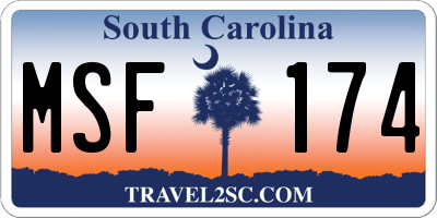 SC license plate MSF174