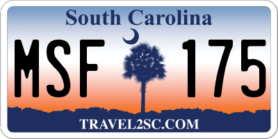 SC license plate MSF175