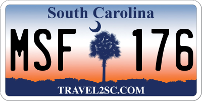 SC license plate MSF176