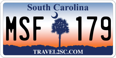 SC license plate MSF179