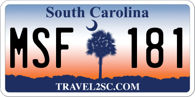 SC license plate MSF181