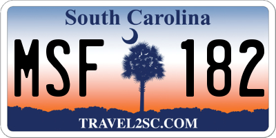 SC license plate MSF182