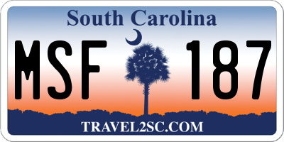 SC license plate MSF187