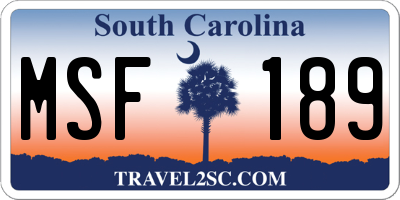 SC license plate MSF189