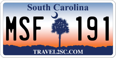 SC license plate MSF191