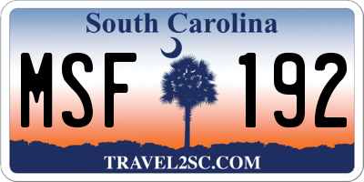SC license plate MSF192