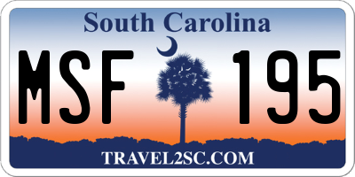 SC license plate MSF195
