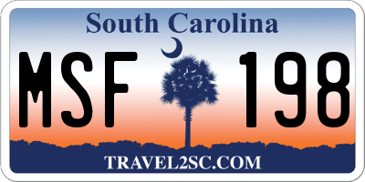 SC license plate MSF198