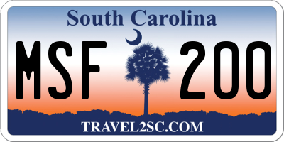 SC license plate MSF200