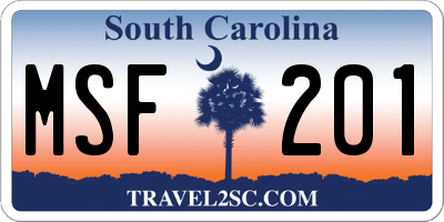 SC license plate MSF201