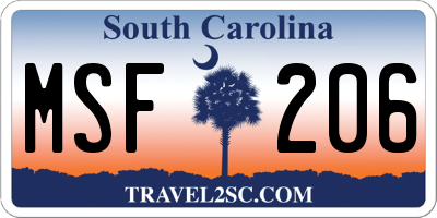 SC license plate MSF206
