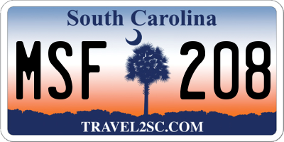 SC license plate MSF208