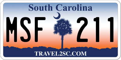 SC license plate MSF211