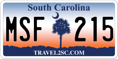SC license plate MSF215