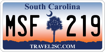 SC license plate MSF219