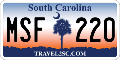 SC license plate MSF220