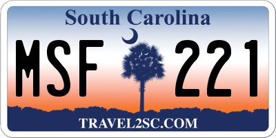SC license plate MSF221