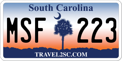 SC license plate MSF223