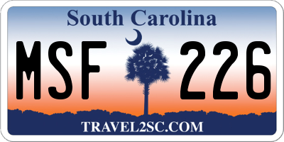 SC license plate MSF226