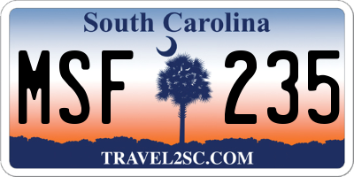SC license plate MSF235