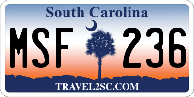 SC license plate MSF236