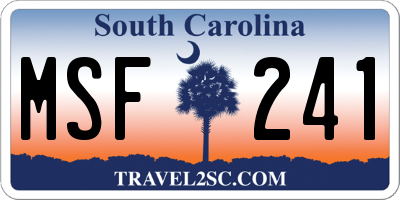 SC license plate MSF241