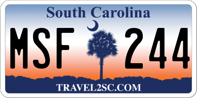 SC license plate MSF244